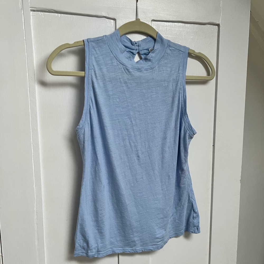 Pale blue mock neck tank